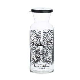 Mania Glass Cylinder Jar with Design and Lid, 1 Liter Capacity