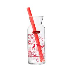 مانیا بطری شیشه ای هانا نی دار (طرح دار) 305041 گنجایش 380 میلی لیتر